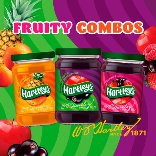 Hartley's Fruity Combos Blackcurrant & Apple Seedless Jam