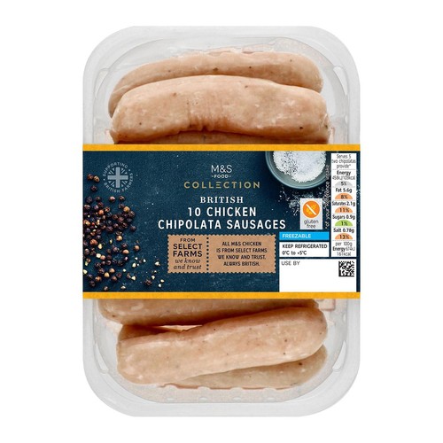 M&S Collection British 10 Chicken Chipolata Sausages