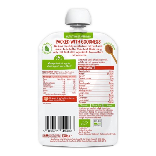 Piccolo Vegetable Thai Curry Organic Pouch 7mths+