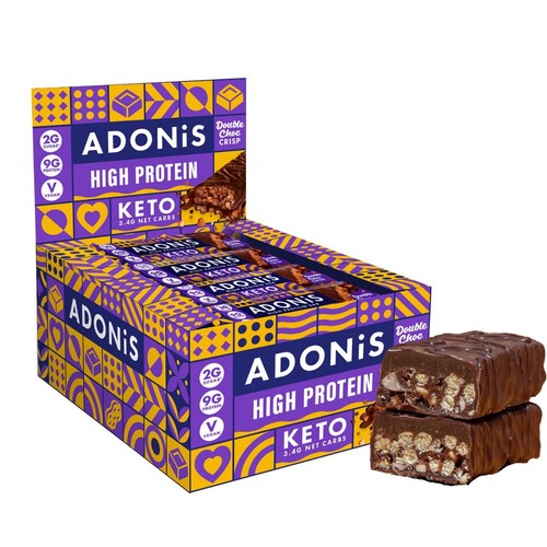 ADONiS Double Choc Crisp Keto Protein Bar 