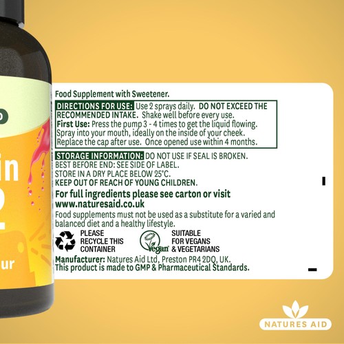Natures Aid Vitamin B12 1000iu Oral Spray (Cherry Flavour)