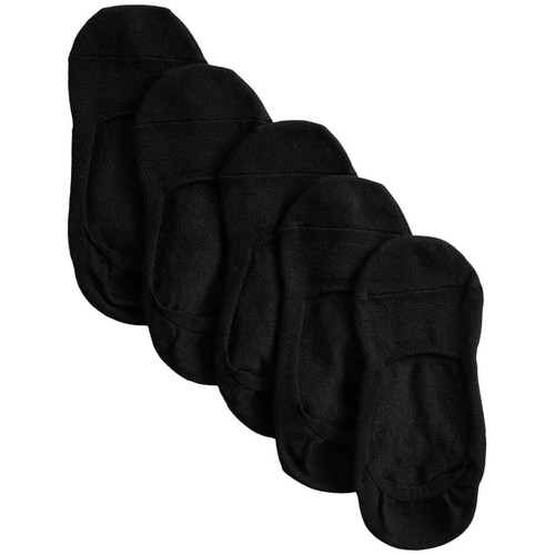 M&S Mens 5 Pack Cool & Fresh Cotton Rich No Show Trainer Liners, 6-8, Black
