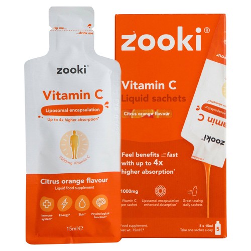 Zooki Liposomal Vitamin C 1,000mg, Citrus Orange Sachets