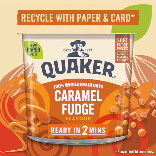 Quaker Heavenly Oats Caramel Fudge Porridge Cereal Pot