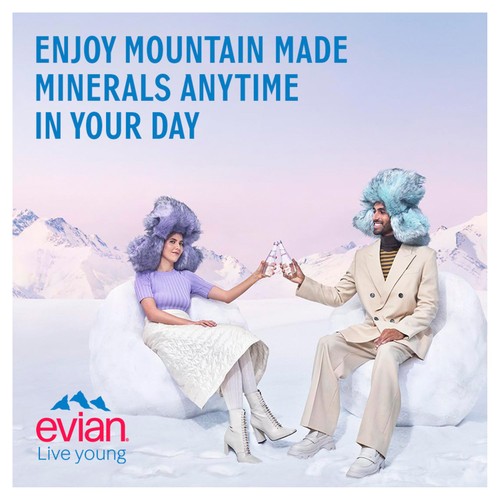 Evian Still Mineral Water Glass Bottle