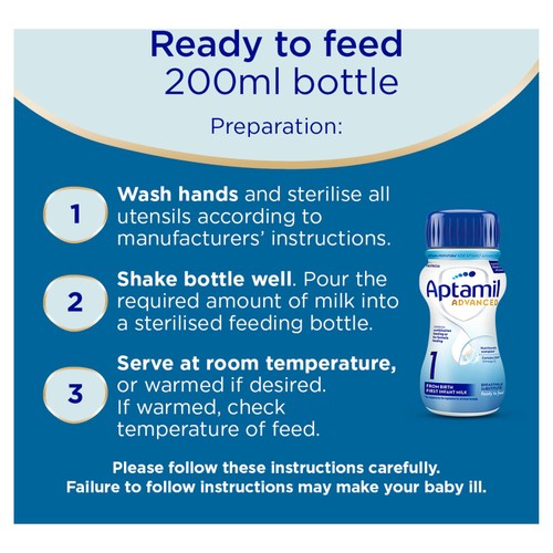 Aptamil Advanced 1 First Infant Baby Milk Formula Liquid from Birth