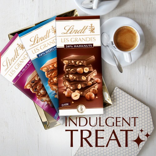 Lindt Les Grandes Hazelnuts Dark Chocolate Bar 
