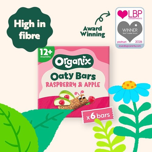 Organix Raspberry & Apple Oaty Bars Toddler Snack Multipack 12+ Months