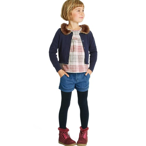 M&S Girls Body Sensor School Tights, 2-3 Years, Navy