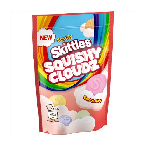 Skittles Squishy Cloudz Chewy Sweets Fruit Flavoured  Sweets Pouch Bag