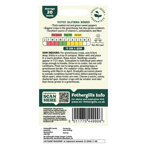 Mr Fothergills Seeds Oh Sow Simple Pepper Sweet