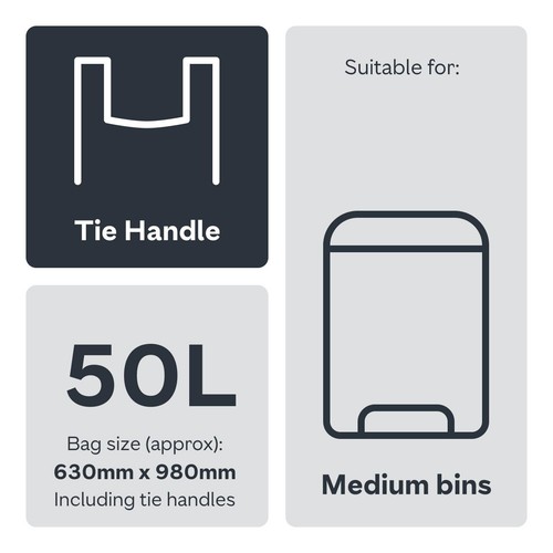 Ocado Medium Swing Bin Liner Tie Handles 50L