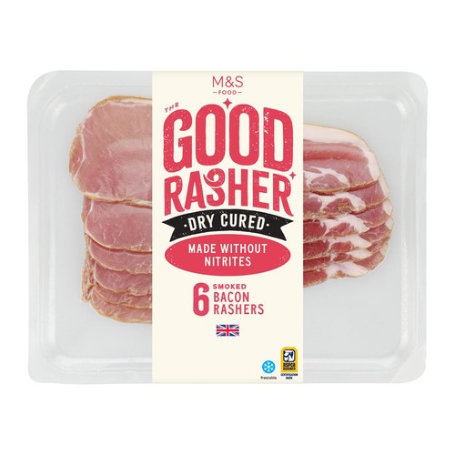 M&S Good Rasher 6 Dry Cured Smoked Bacon Rashers