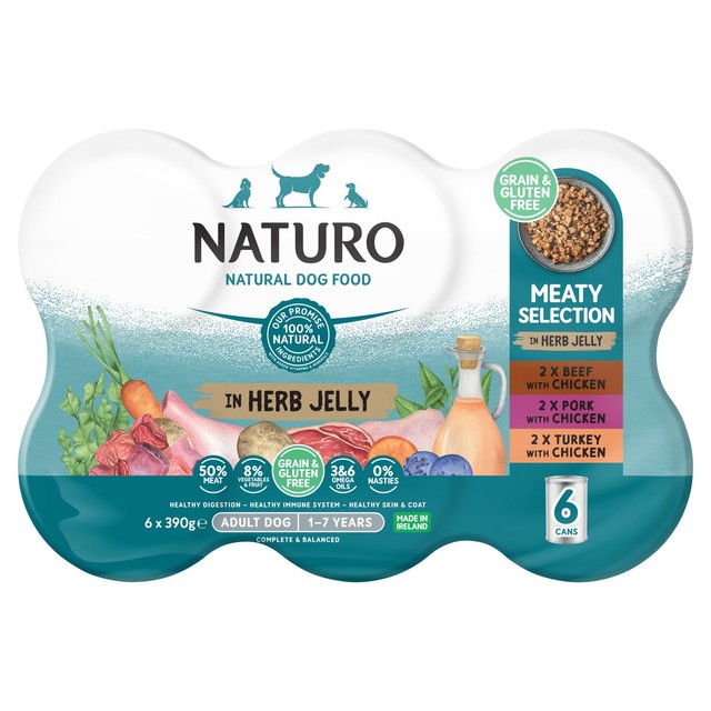 Naturo Adult Dog Grain & Gluten Free Variety Cans Dog Food 6 x 390g