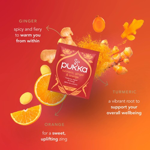 Pukka Turmeric, Ginger & Orange Tea x20 Home-Compostable Herbal Tea Bags