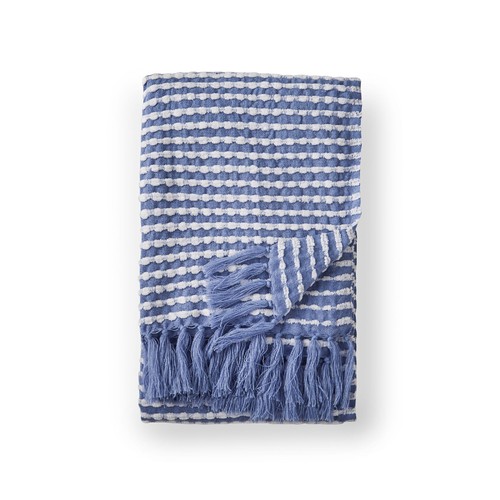 Catherine Lansfield Stab Stitch Throw Blue