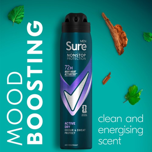 Sure Men 72hr Nonstop Protection Active Dry Antiperspirant Deodorant
