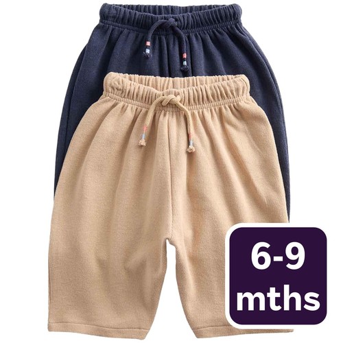 M&S Boys Cotton Rich Joggers, 6-9 Months, Navy Mix