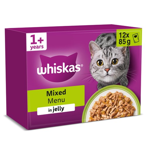Whiskas 1+ Mixed Menu Adult Wet Cat Food Pouches in Jelly
