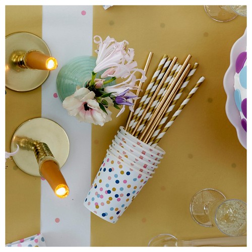 Gold & White Recyclable Bio Straws