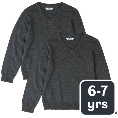 M&S Unisex Pure Cotton Jumper, 6-7 Years, Grey