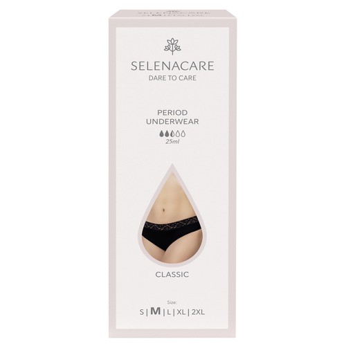 SELENACARE, Menstrual Undies, CLASSIC, Black, Size M