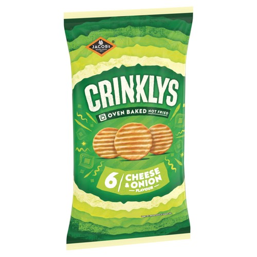 Jacob's Crinkly's Cheese & Onion Flavour Baked Snacks Multipack