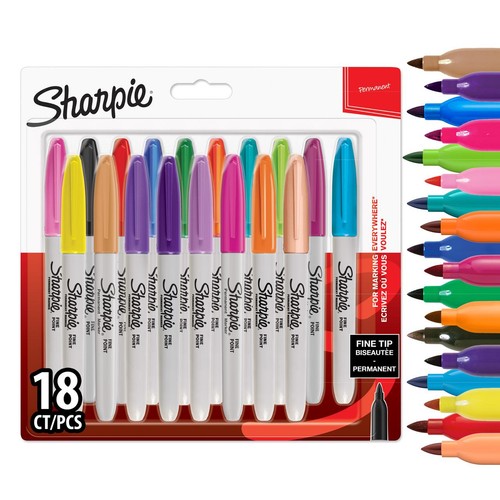 Sharpie Limited Edition Fine Permanent Marker Pens Colouring Set, 18 Pack
