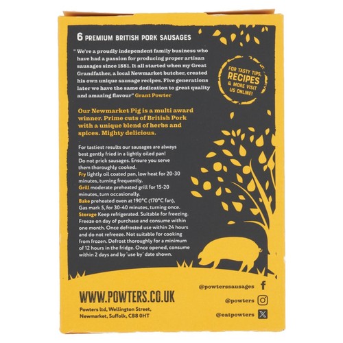 Powters British Outdoor Bred 6 Newmarket Pig Sausages
