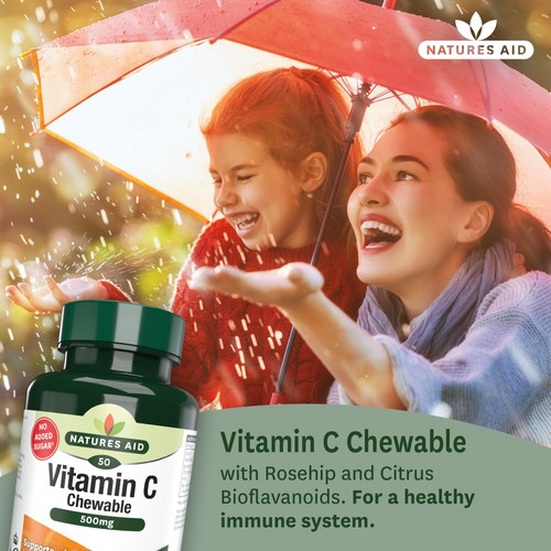 Natures Aid Chewable Vitamin C Supplement Capsules 500mg 