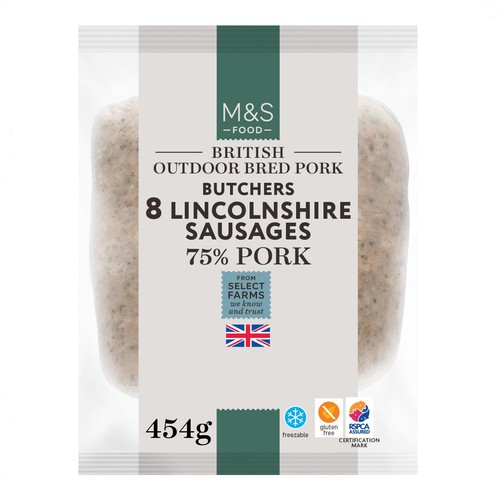  M&S 8 Lincolnshire Pork Sausages 