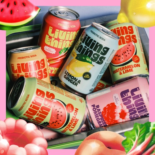 Living Things Rhubarb & Apple Biotic Soda