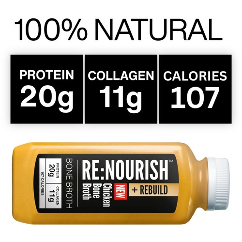 ReNourish + Rebuild Chicken Bone Broth, High Protein & Collagen