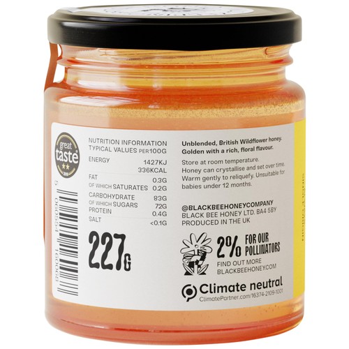 Black Bee Honey British Summer Runny Wildflower Honey