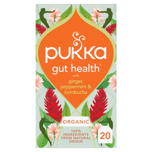 Pukka Herbs Organic Gut Health Tea with Peppermint, Ginger & Kombucha