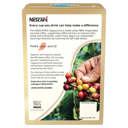Nescafe Cappuccino Decaf Unsweet Instant Coffee 7 Sachets