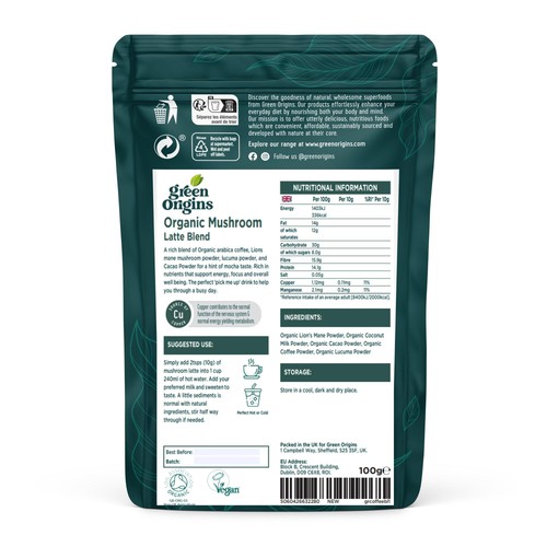 Green Origins Organic Super Mushroom Latte Blend 