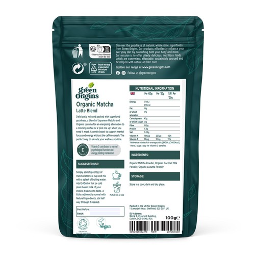 Green Origins Organic Super Japanese Matcha Latte Blend