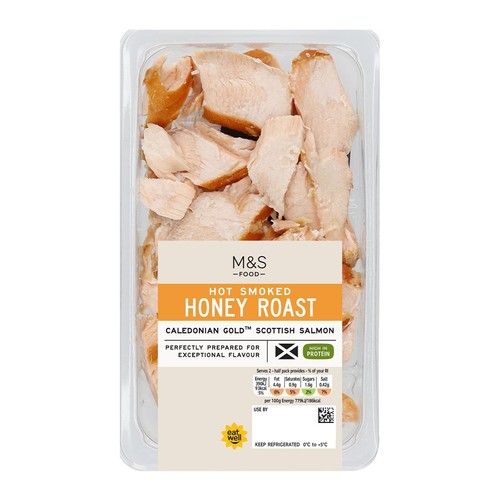 M&S Hot Smoked Honey Roast Caledonian Gold Scottish Salmon Flakes