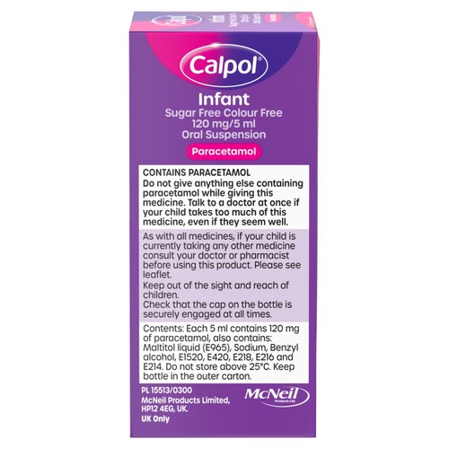 Calpol Infant Sugar Free & Colour Free Oral Suspension Strawberry 2+ Months