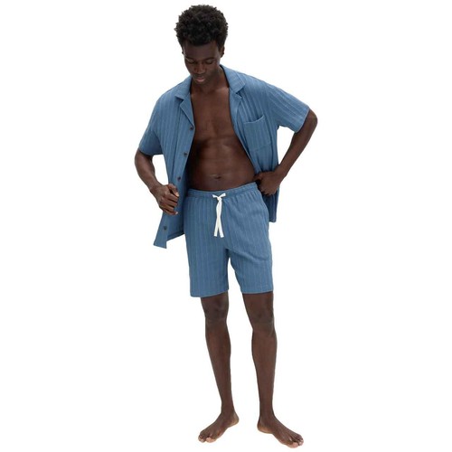 M&S Mens M&S Cotton Rich Jersey Loungewear Shorts 'S Chambray