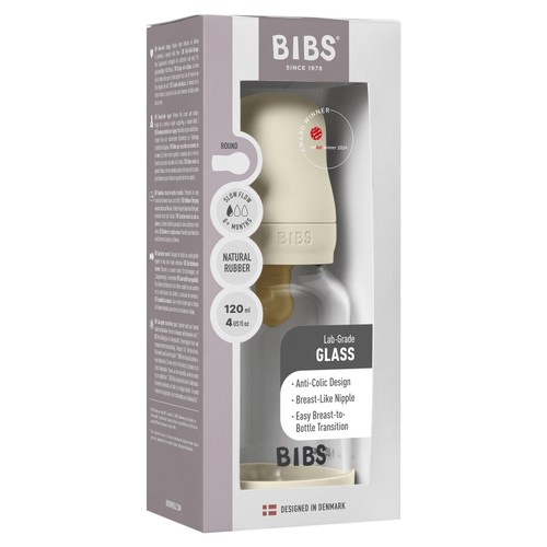 BIBS Glass Baby Bottle Slow Flow 120ml 0m+
