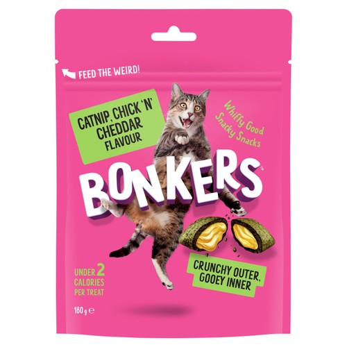 BONKERS Cat Bites Crunchy & Soft Catnip Chick N' Cheddar Flavour Cat Treats