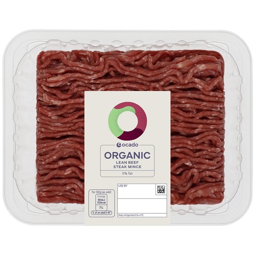 Ocado Organic Lean Beef Steak Mince 5% Fat