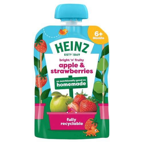 Heinz Apple & Strawberry Baby Food Fruit Puree Pouch 6+ Months