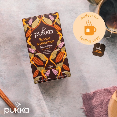 Pukka Organic Licorice & Cinnamon Tea 20 Home Compostable Herbal Tea Bags