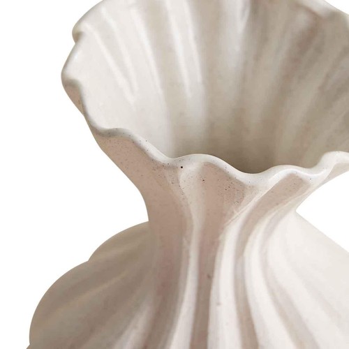 M&S Large Fluted Neck Ceramic Vase , Cream