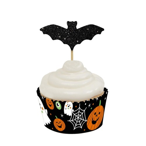 Halloween Glitter Bat Cupcake Toppers