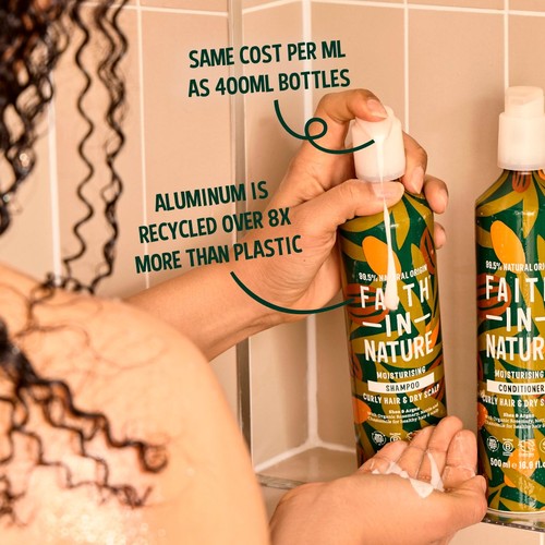 Faith In Nature Shea & Argan Shampoo 500ml in Aluminium Bottle