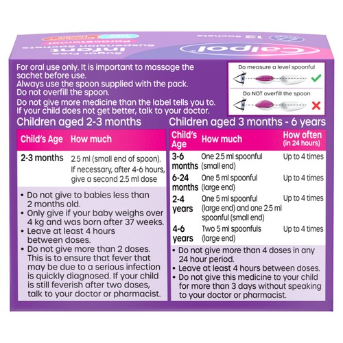 Calpol Infant Sugar Free Suspension Sachets Strawberry 2+ Months